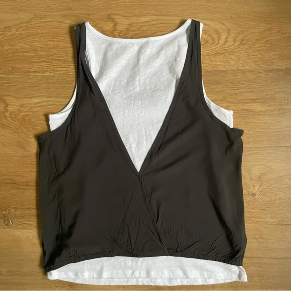 Mint Velvet Layered Tank Top M Charcoal White Double Layer Sleeveless Blouse - Picture 7 of 7